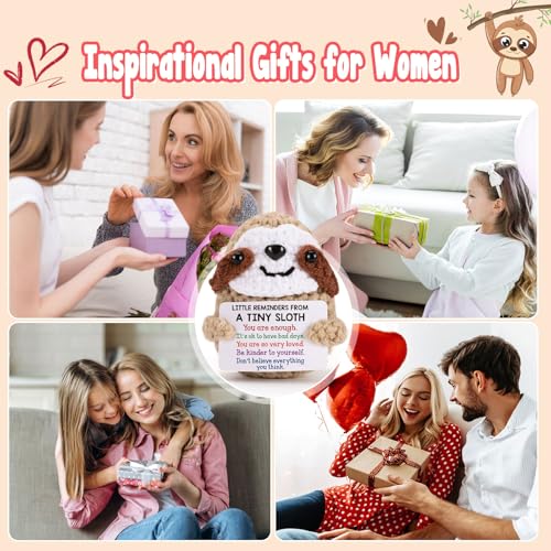Handmade Crochet Sloth Stress Relief Gift - Inspirational Desk Decor