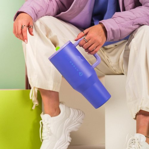 HydroJug Traveler - 40 Oz Insulated Water Bottle with Handle & Flip Straw | Leak Resistant, Lime Rickey
