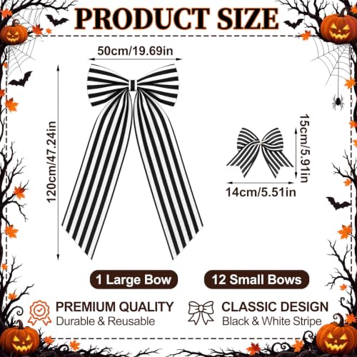 Black and White Christmas Tree Topper Bow Set - 13pcs Holiday Decor