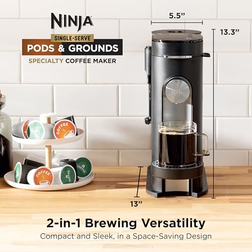 Single Serve Coffee Maker Combo for Pods and Grounds with Built-In Frother