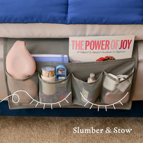 Bedside Caddy Organizer with 5 Mesh Pockets for Dorms and Bunk Beds
