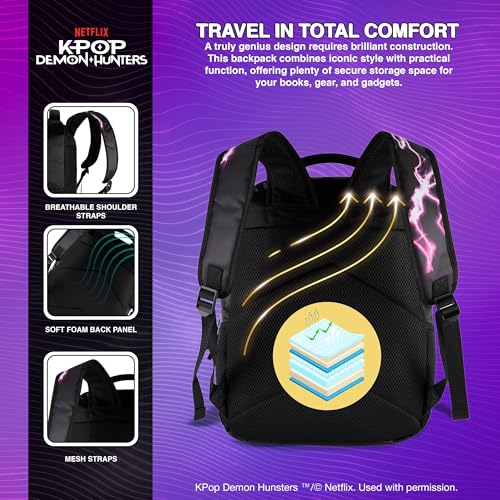 K-Pop Demon Hunters 16 Inch Backpack for Girls with Rumi, Zoey, Mira
