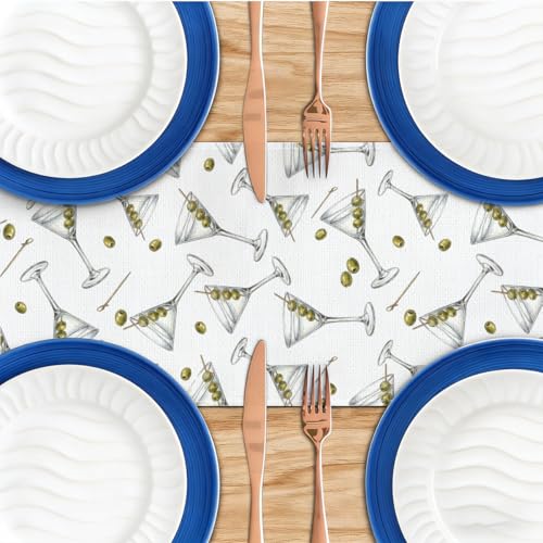 SDGKPBPTR Martini and Olive Table Runner - Cocktail Decor for Parties & Holidays