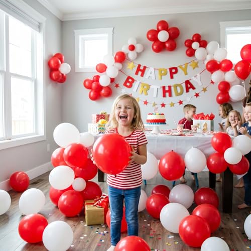 Q&High Life Red White Balloon Kit - 60pcs 12 Inch Latex Balloons for Christmas Graduation Wedding Valentine’s Day