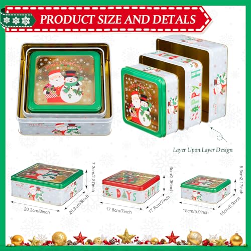 Lingvee 6 Pcs Christmas Cookie Tins with Lids – Classic Gift Set