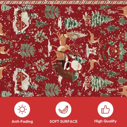Artoid Mode Red Santa Claus Deer Christmas Area Rug 3x5 ft, Non-Slip Washable Holiday Home Decor