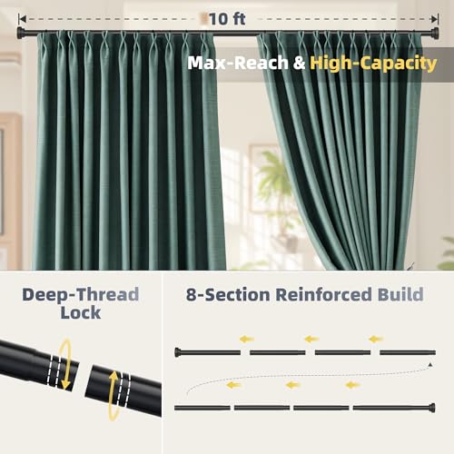 Heavy Duty Adjustable Shower Curtain Rod 31-120 Inch, Rustproof Matte Black