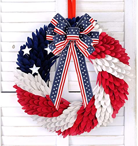 2-Pack Patriotic Wreath Bows - Red White & Blue 4th of July Decor