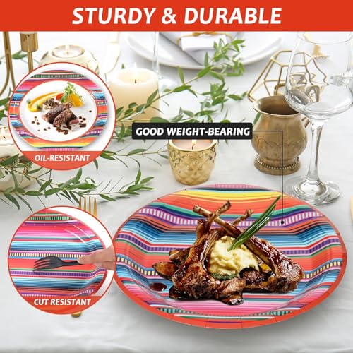 100-Piece Mexican Fiesta Party Supplies Set with Plates and Napkins