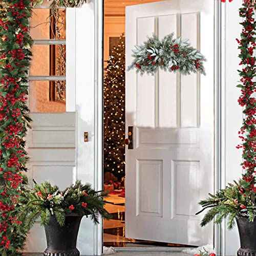 26-Inch Artificial Christmas Mailbox Swag with Pine Cones and Red Berries