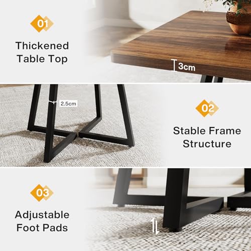 31.5-inch Square Dining Table, Industrial Rustic Wood Kitchen Table for Two
