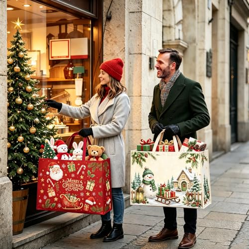 Heetobcos 4 Pack 24x18.5x7.8 Jumbo Extra-Large Christmas Gift Bags with Handles (1 Sheet Pack of 4)
