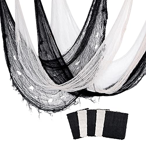5-Pack Halloween Creepy Cloth - 30 x 72 Inch Spooky Gauze (3 Black, 2 White)