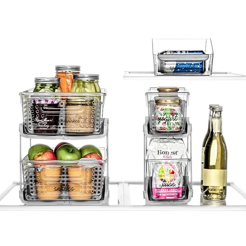 madesmart 2-Tier Organizer, Multi-Purpose Slide-Out Storage with Handles and Dividers for Home and Bath, BPA Free, Clear/Gray