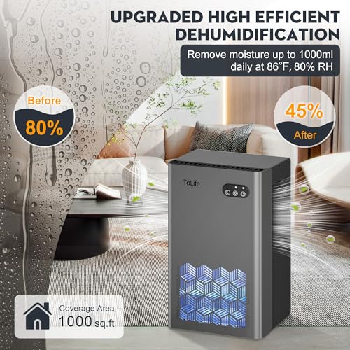 ToLife Portable Dehumidifier 95 oz Tank for Home Bedroom and Basement