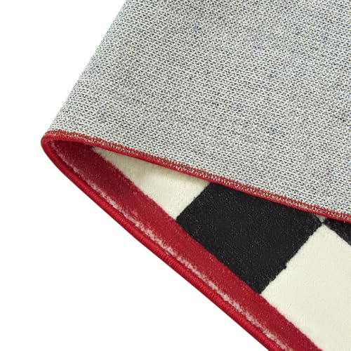 Ouyattle 3x5 Nutcracker Christmas Rug - Black and White Non-Slip Faux Wool Runner