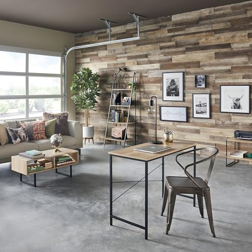 4-Tier Ladder Bookshelf, Modern Wood and Metal Leaning Display Shelf