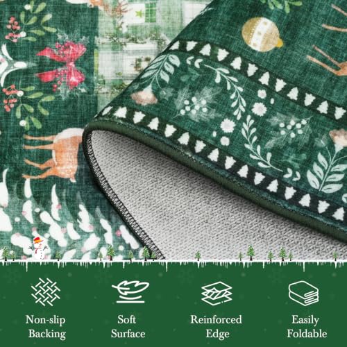 famibay Green 2' x 8' Christmas Runner Rug Non-Slip Washable Kitchen Decor