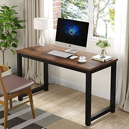 47-Inch Modern Computer Desk, Rustic Brown Writing Study Table Workstation