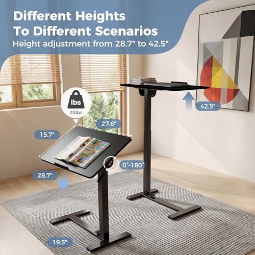 DUMOS Adjustable Overbed Bedside Table & Standing Desk for Hospital & Home