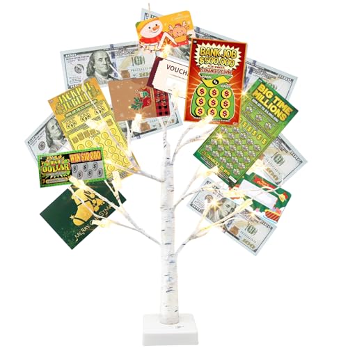 Lighted Birch Tree Gift Card Holder - 2ft Tabletop Money Display Tree