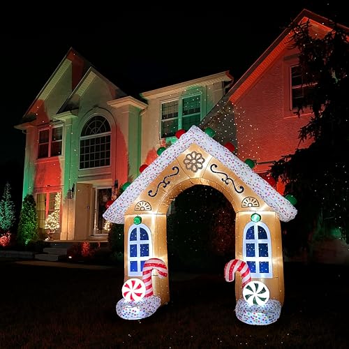 Fraser Hill Farm 8ft Gingerbread Arch Inflatable with Lights - Outdoor Holiday Decoration