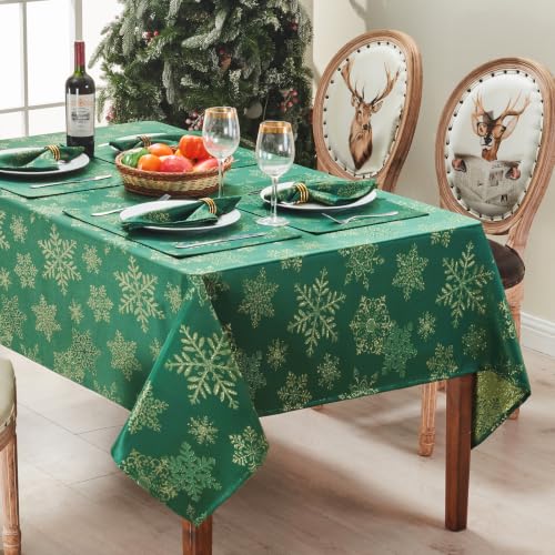Hunter Gold Woven 120x60 Rectangular Christmas Tablecloth - Holiday & Party Decor