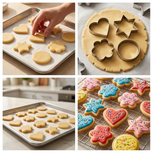 12-Piece Stainless Steel Cookie Cutter Set with 4 Shapes for Baking and Kids' Crafts