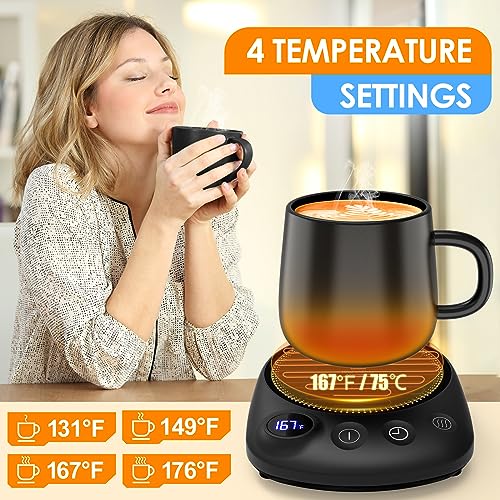 Electric Coffee Mug Warmer with 4 Temperature Settings and Auto Shut-Off