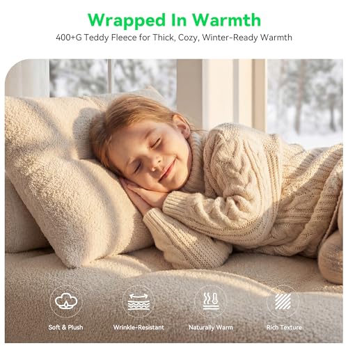 3-in-1 Folding Sofa Bed, Convertible Sleeper Chair in Beige Teddy Velvet