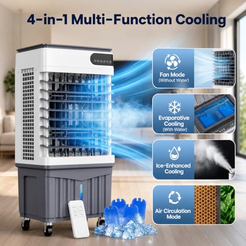 Portable Evaporative Air Cooler 2800 CFM Swamp Cooler with 8.3 Gal Tank