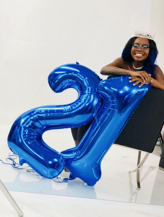 Number 21 Balloon - 40 Inch Navy Blue Birthday Decoration for 21st Celebration | Party Supplies