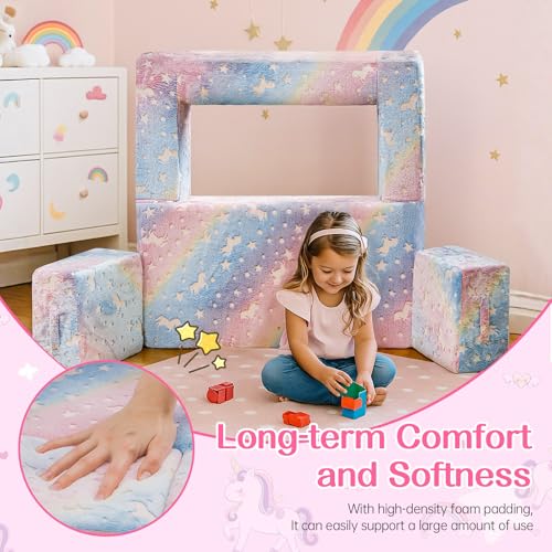 Glow in the Dark Toddler Play Couch - Convertible Foam Lounge for Kids
