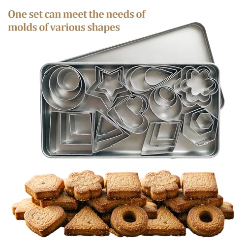 Amzlysdok Silver-Gray 30-Piece Mini Cookie Cutter Set - Small Stainless Steel Shapes & Sizes for Baking & Crafts