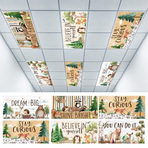 6-Pack Jungle Animal Magnetic Fluorescent Light Covers for 4x2 Ft Ceilings