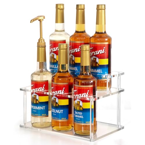 2-Tier Acrylic Coffee Syrup Organizer Rack - 6 Bottle Countertop Stand