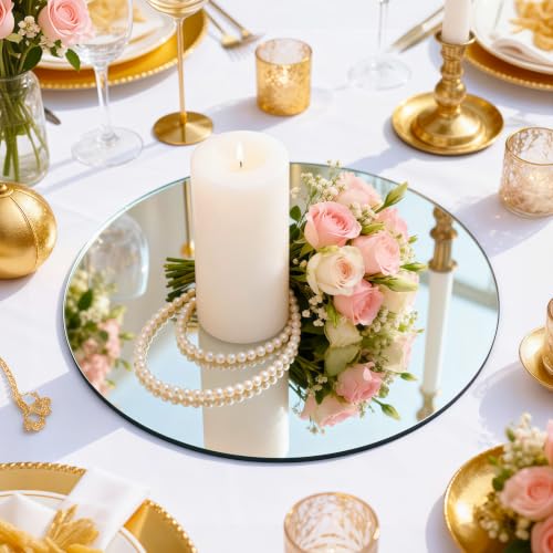 10-Piece 8-Inch Round Acrylic Mirror Centerpieces for Tables and Decor