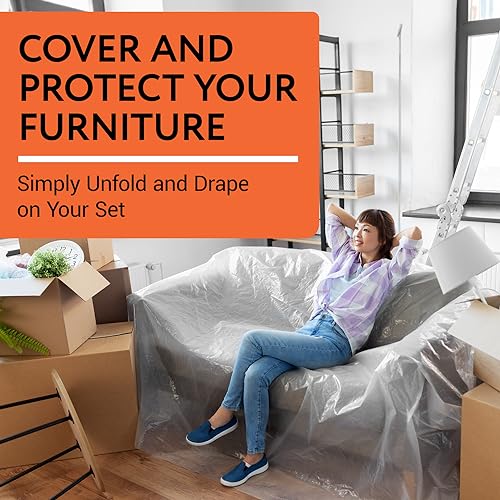 Plastic Furniture Covers - Pack of 4, Tear-Resistant Moving Protection