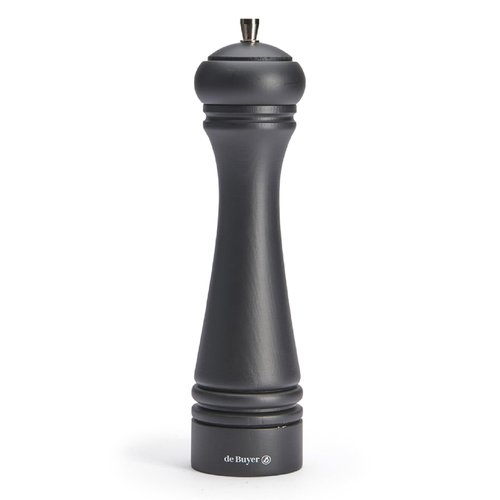 de Buyer JAVA Salt Mill, Matte Black - 8.25” - Stainless Steel & Beechwood - Includes Knob to Adjust Grind Size - Corrosion Resistant - Made in France