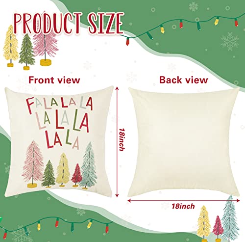 NEWLIGHTURE 18x18 Inch Throw Pillow Covers Set of 4 Christmas Holly Jolly Colorful