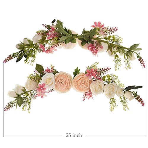 25-Inch Artificial Peony and Rose Flower Swag for Wedding and Home Decor