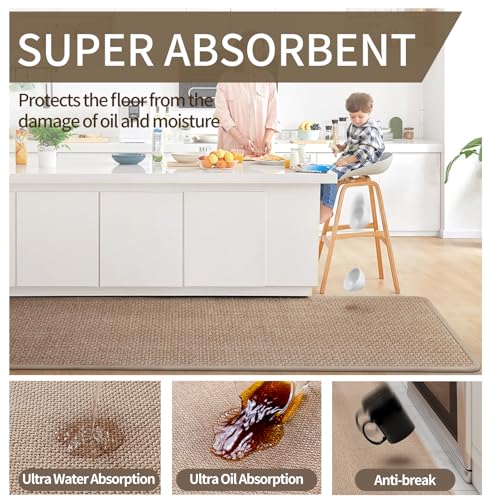 Non-Slip Kitchen Rug 17x30 Inch, Washable Absorbent Floor Mat for Sink
