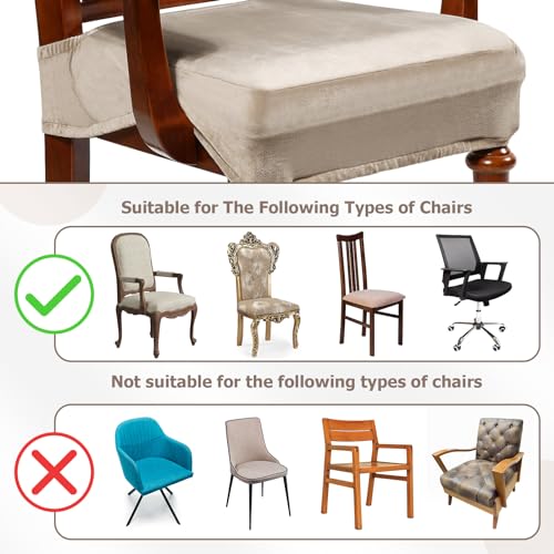 Large Dining Chair Seat Covers with Armrests - 2 Pack, Taupe