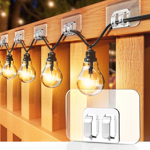 Galetcy Outdoor String Light Hooks - 100 Pack Waterproof Adhesive Clips