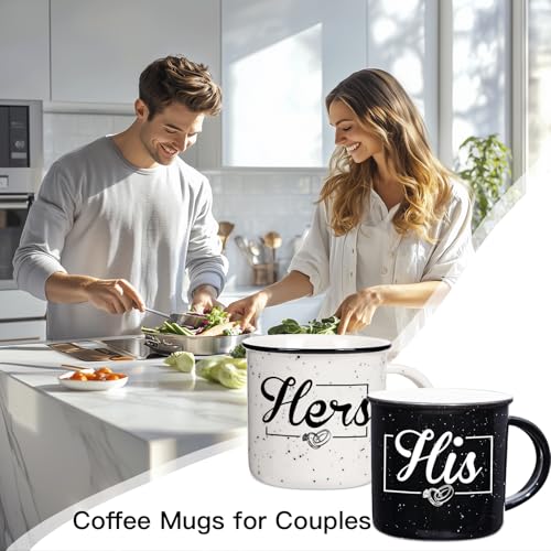 His & Hers Wedding Coffee Mug Set of 2 - 11oz Couples Gift for Engagement & Anniversary