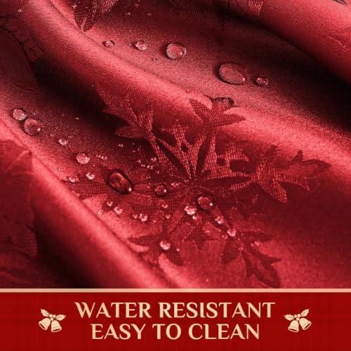 Softalker Christmas Jacquard Rectangle Tablecloth 60 x 144 Red, Flower Red — 100% Polyester