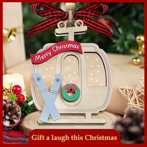 TOKAYEN Ski Gondola Ornament - 2-Layer Winter Xmas Tree Decoration