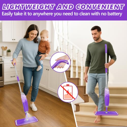 Spray Mop for Hardwood & Tile Floors with 3 Microfiber Pads & Refillable Bottle