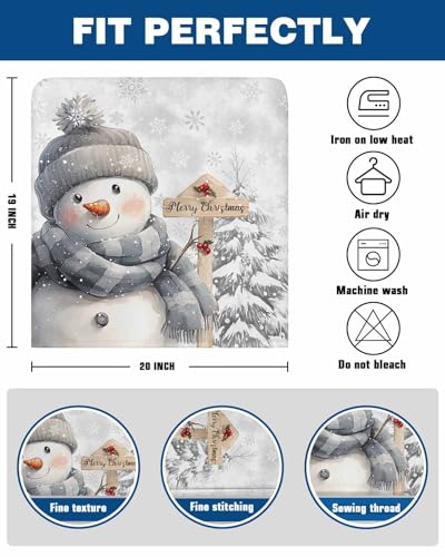 LooPoP 8 pcs Christmas Snowman Chair Covers Set Grey Stretch Dining Chair Protectors