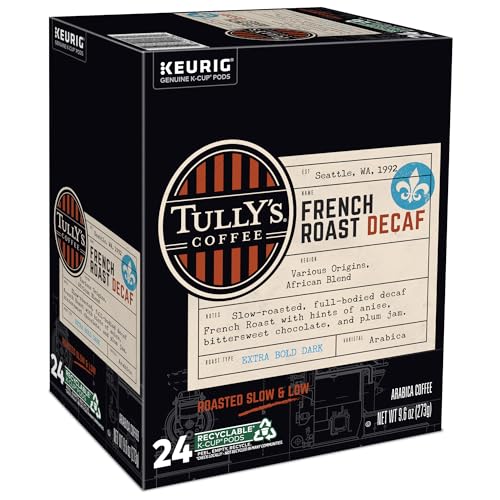 Tully's Coffee French Roast Decaf, Keurig Single-Serve K-Cup Pods, Dark Roast, 96 Count